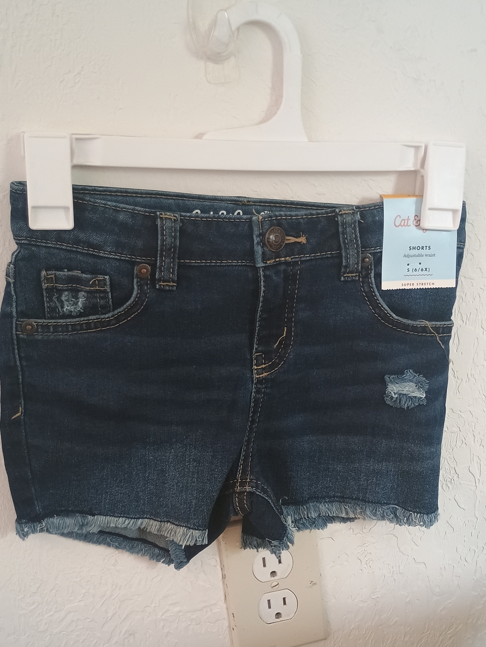 Cat & Jack Dark Blue Distressed Denim Shorts